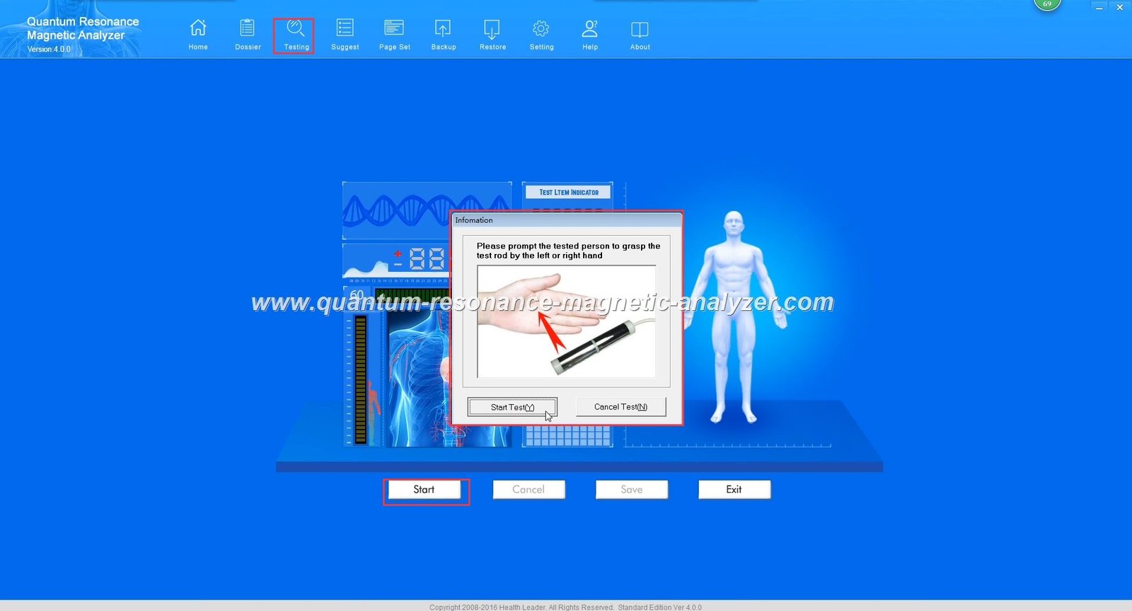 Resultados de análisis mostrando diferentes parámetros de salud Analizador Cuántico Software (52)