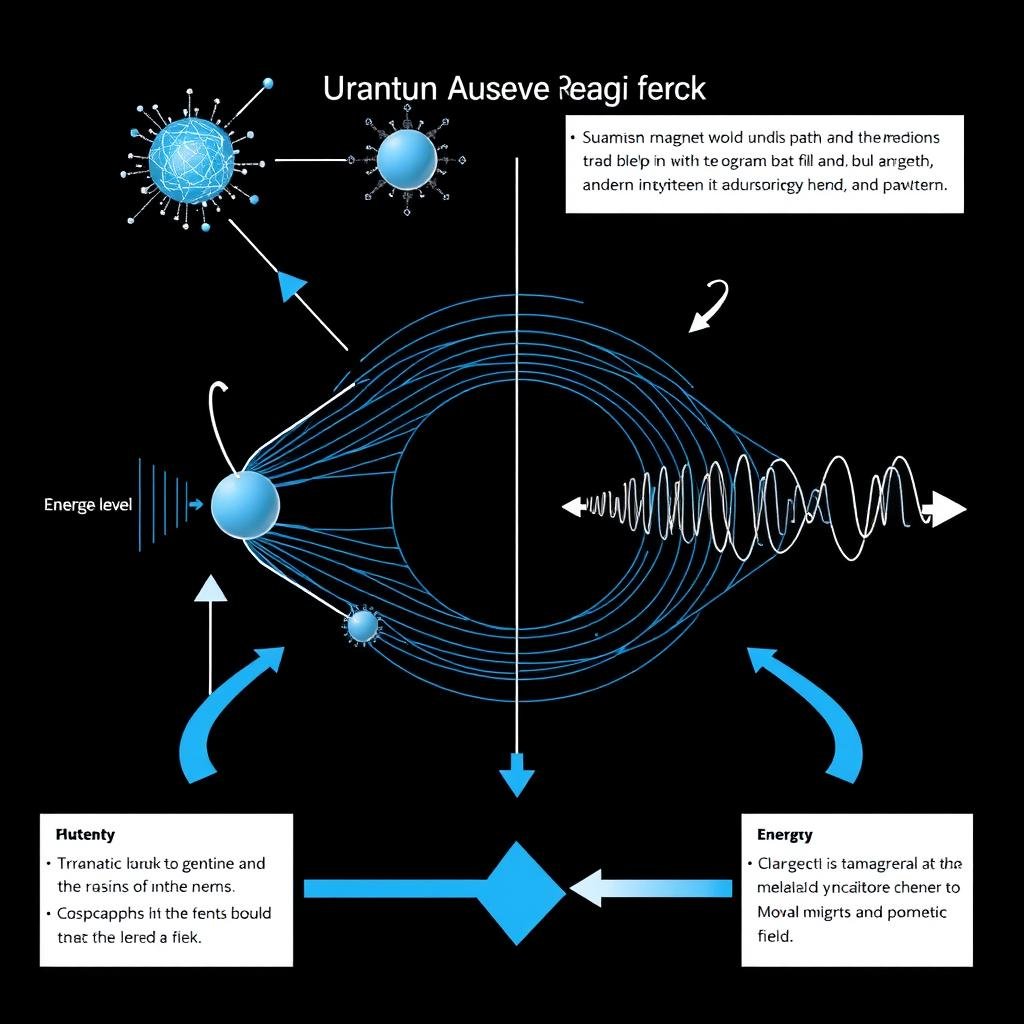 Diagrama del principio de resonancia magnética cuántica mostrando la interacción entre partículas y campo magnético