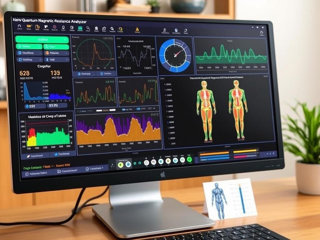 Pantalla de resultados del analizador cuántico de resonancia magnética Pantalla de resultados del analizador cuántico de resonancia magnética
