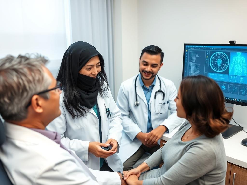 Profesional de la salud utilizando un analizador cuántico venta México con un paciente Profesional de la salud utilizando un analizador cuántico venta México con un paciente