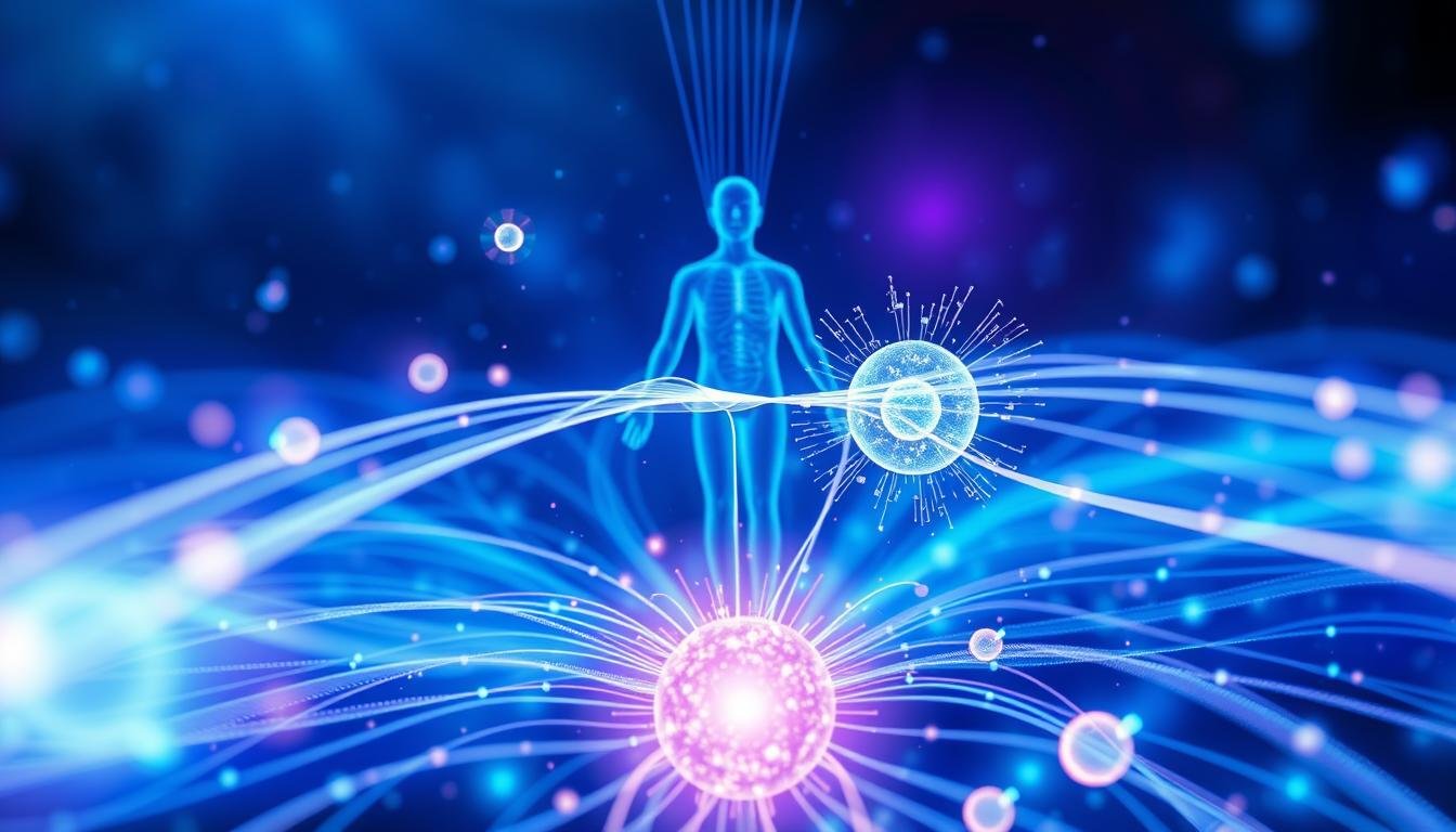 Representación conceptual de la bio-resonancia cuántica y ondas electromagnéticas