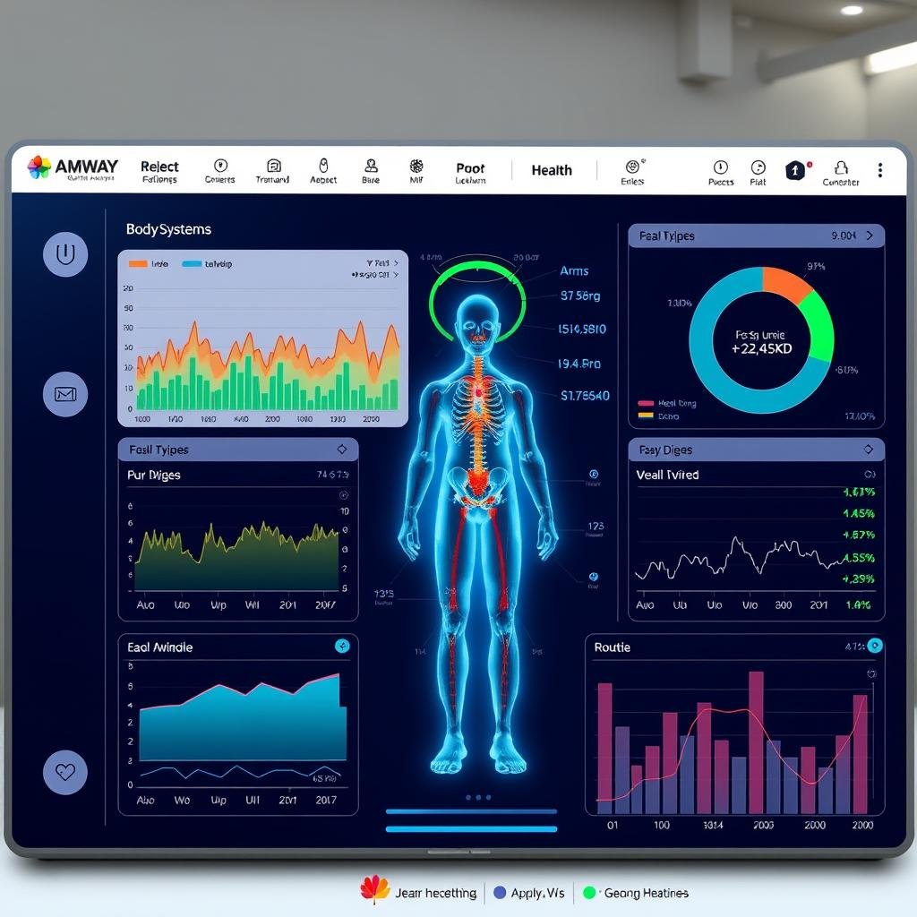 Representación gráfica de un diagnóstico integral con el analizador cuántico Amway