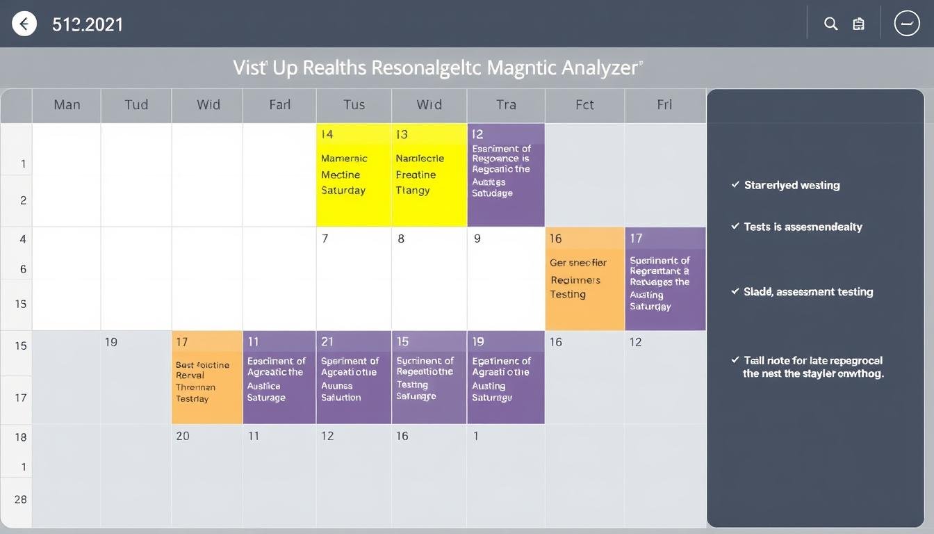 Calendar showing recommended Quantum Resonance Magnetic Analyzer testing schedule Calendar showing recommended Quantum Resonance Magnetic Analyzer testing schedule