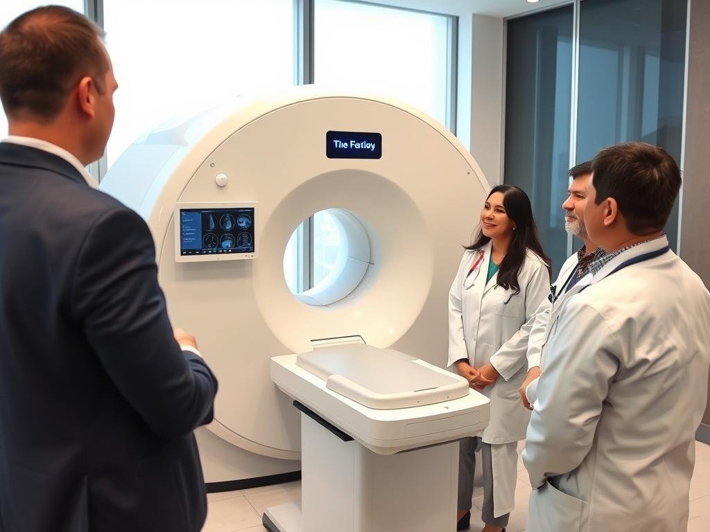 Especialista demostrando el uso del analizador cuántico de resonancia magnética a profesionales de la salud en México Especialista demostrando el uso del analizador cuántico de resonancia magnética a profesionales de la salud en México