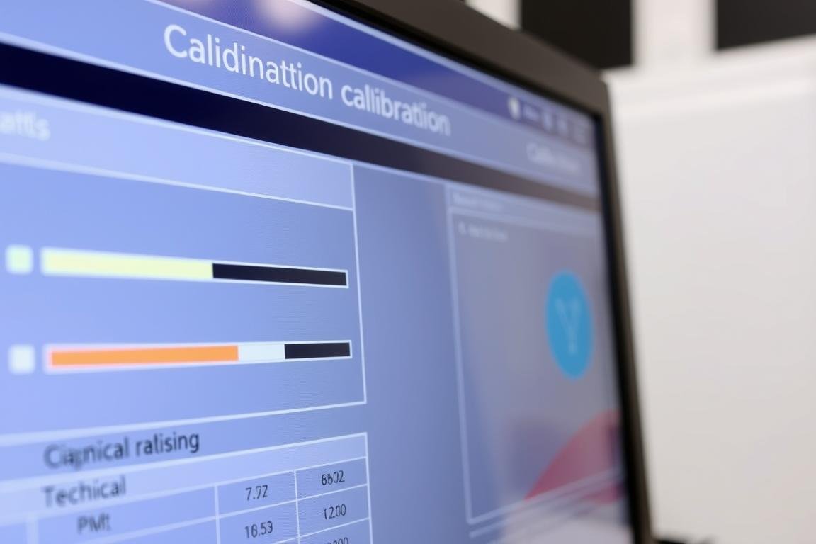Pantalla de software mostrando el proceso de calibración del analizador Pantalla de software mostrando el proceso de calibración del analizador
