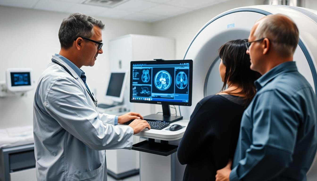 Profesional de la salud utilizando un analizador cuántico en un entorno clínico moderno Profesional de la salud utilizando un analizador cuántico en un entorno clínico moderno