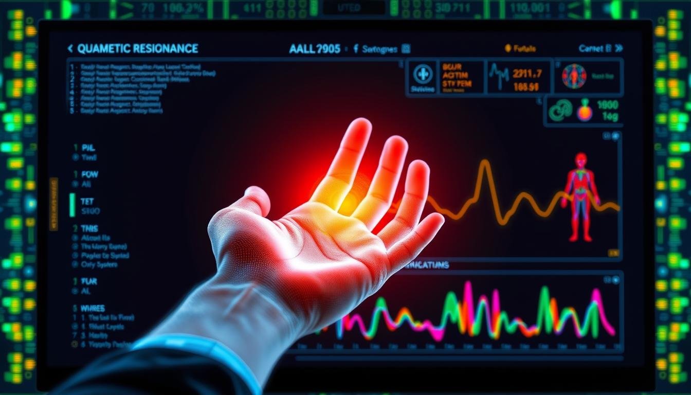 Representación gráfica del funcionamiento del analizador cuántico de resonancia magnética Representación gráfica del funcionamiento del analizador cuántico de resonancia magnética