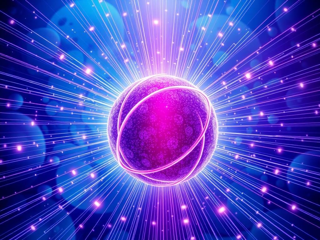 Representación gráfica del principio de resonancia magnética cuántica a nivel celular