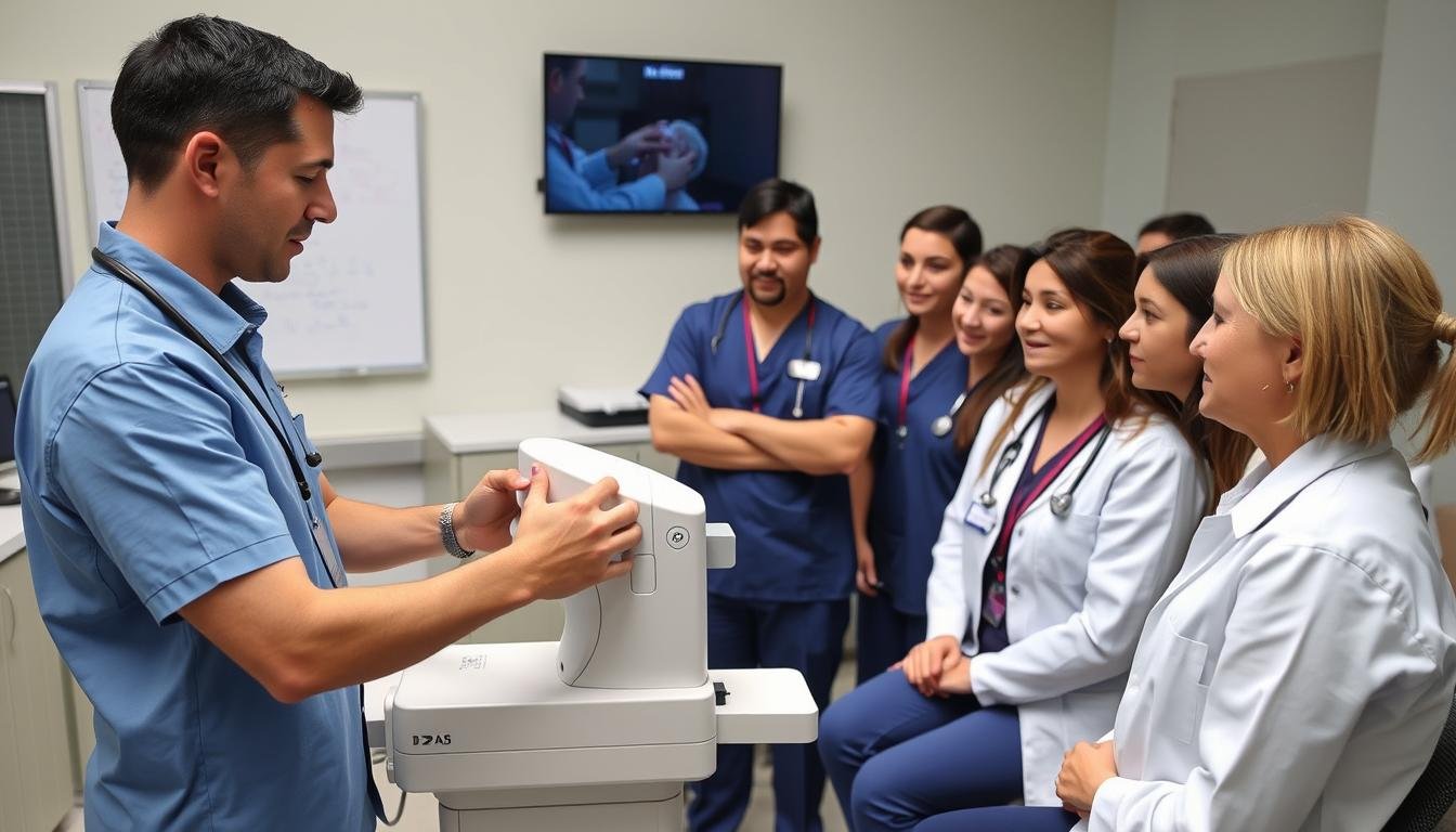 Sesión de capacitación para personal médico sobre el uso del analizador Sesión de capacitación para personal médico sobre el uso del analizador
