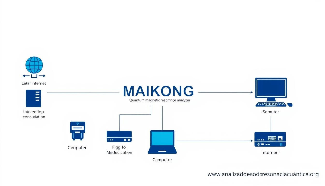 Diagrama de conectividad del analizador cuántico de resonancia magnética MAIKONG