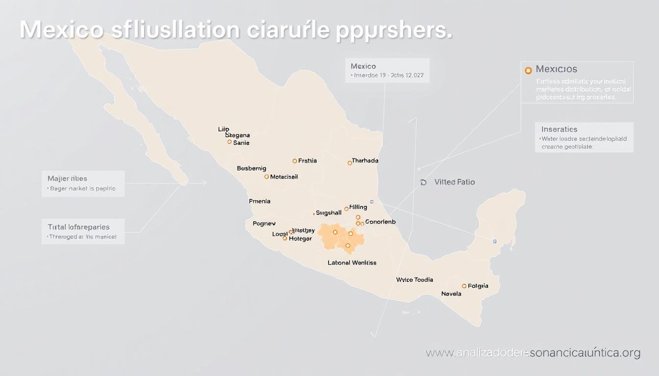 Mapa de México mostrando la red de distribución de analizadores cuánticos Mapa de México mostrando la red de distribución de analizadores cuánticos