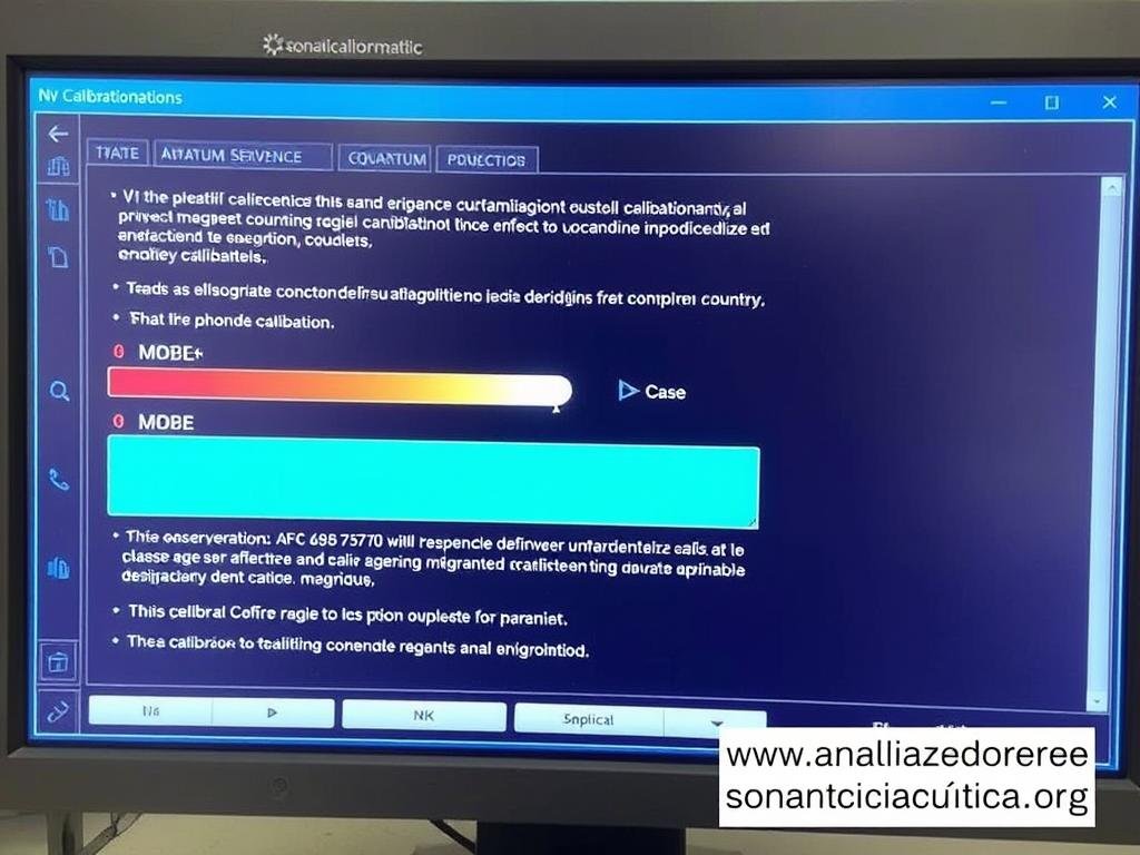 Pantalla de calibración del analizador cuántico de resonancia magnética