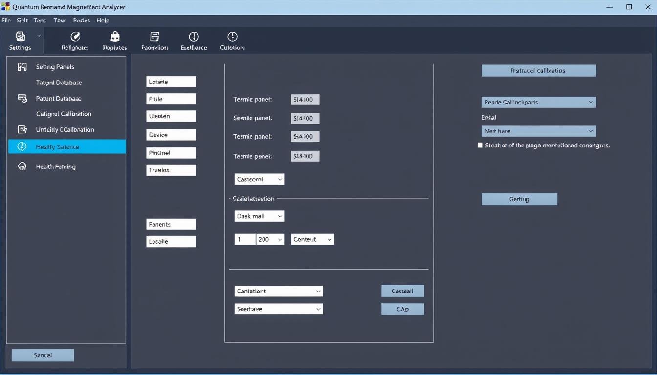 Pantalla de configuración del software de análisis cuántico Pantalla de configuración del software de análisis cuántico