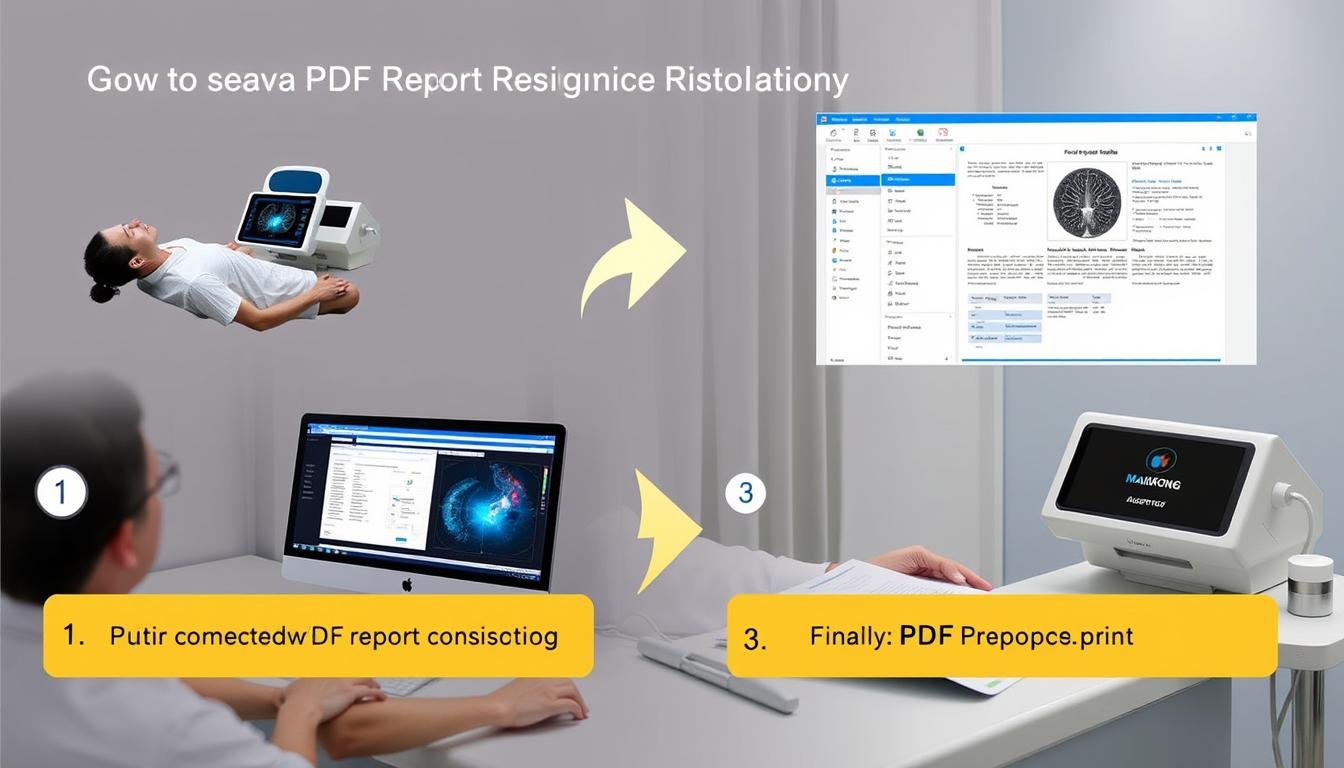 Proceso paso a paso para generar reportes PDF con analizador cuántico de resonancia magnética