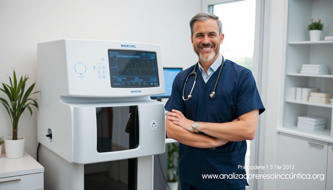 Profesional de la salud satisfecho con su analizador cuántico MAIKONG Profesional de la salud satisfecho con su analizador cuántico MAIKONG