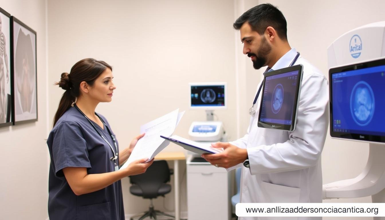 Profesional evaluando diferentes modelos de analizadores cuánticos Profesional evaluando diferentes modelos de analizadores cuánticos