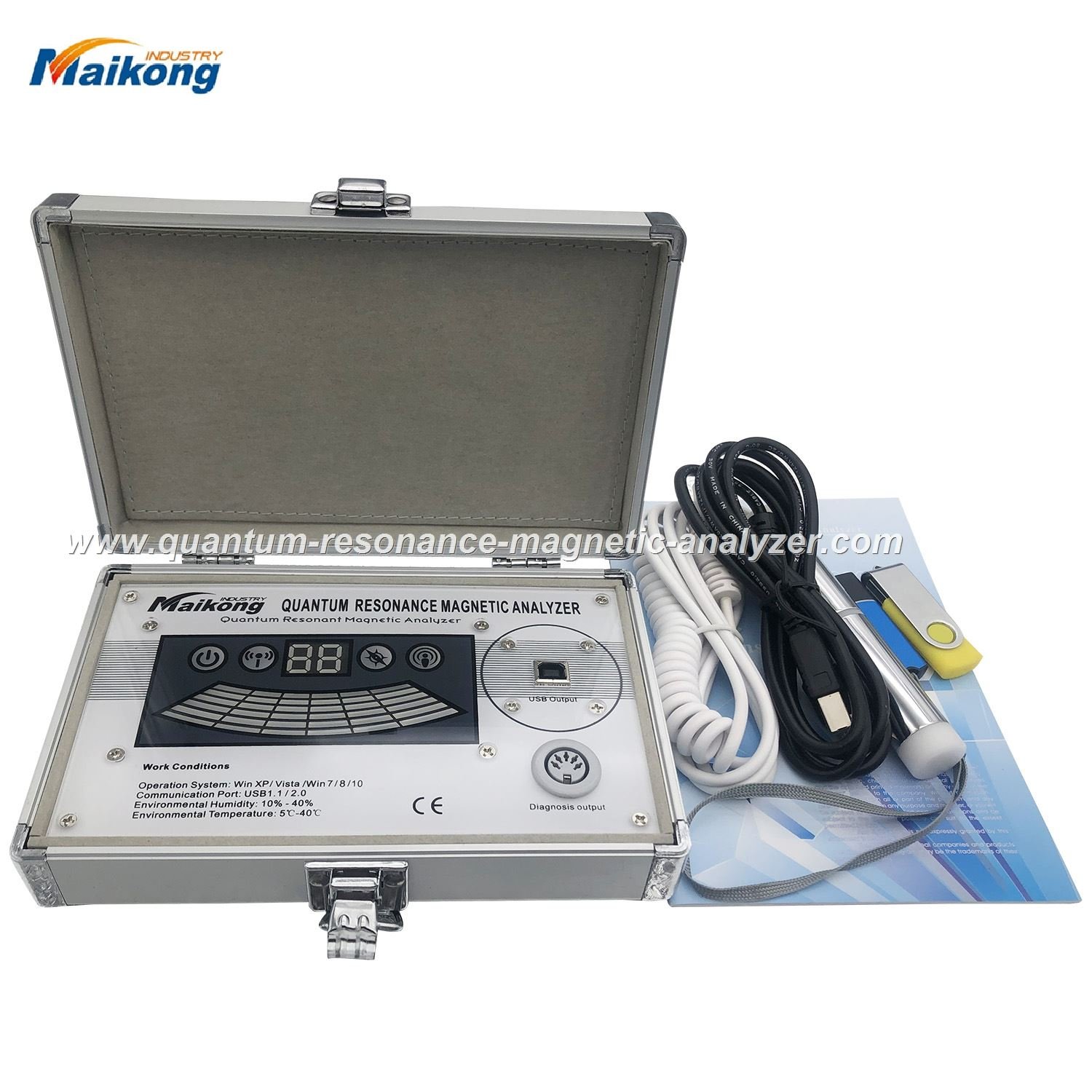 Cómo Reinstalar el Software del Analizador Cuántico de Resonancia Magnética 2 Analizador cuántico de resonancia magnética MAIKONG con laptop mostrando interfaz de software versión 2026