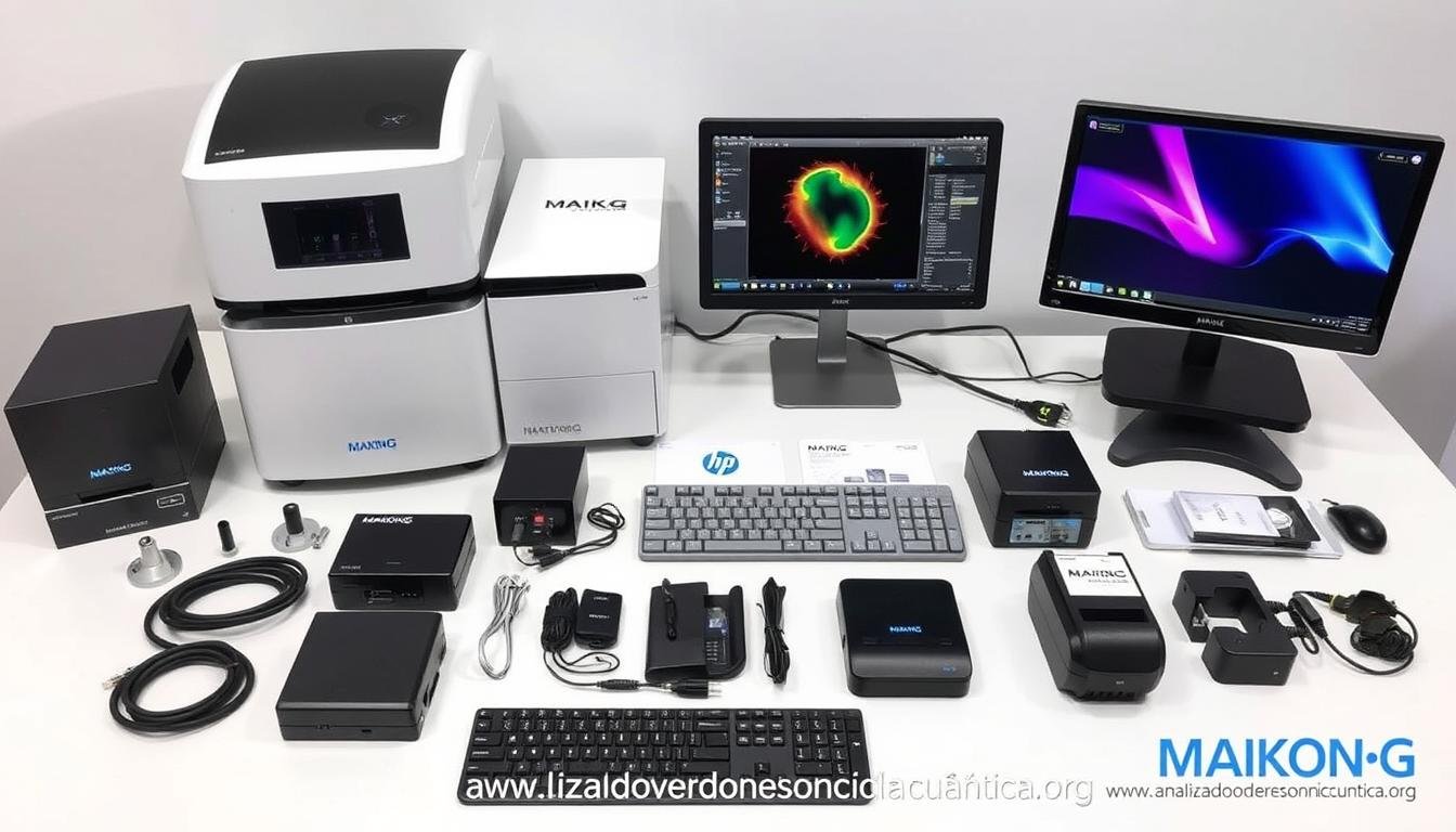 Equipo MAIKONG completo con todos los componentes del analizador cuántico de resonancia magnética