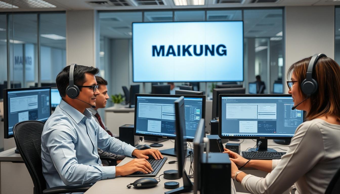 Equipo de soporte técnico de MAIKONG atendiendo consultas de distribuidores