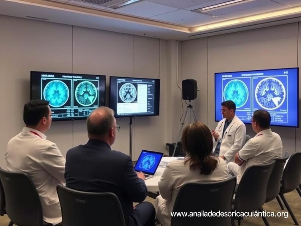 Panel de expertos médicos evaluando el analizador cuántico MAIKONG