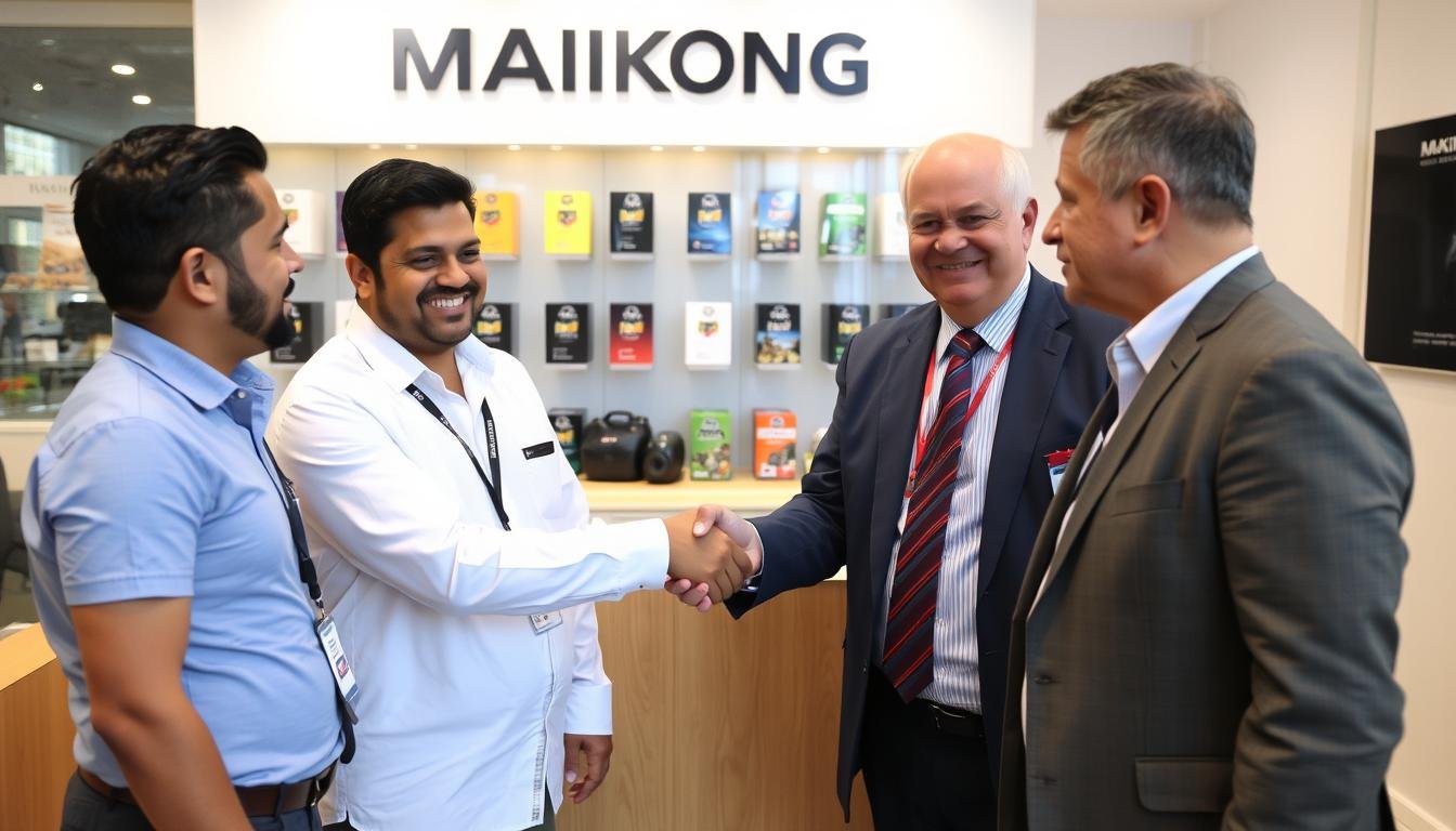 Representante de distribución MAIKONG en evento comercial
