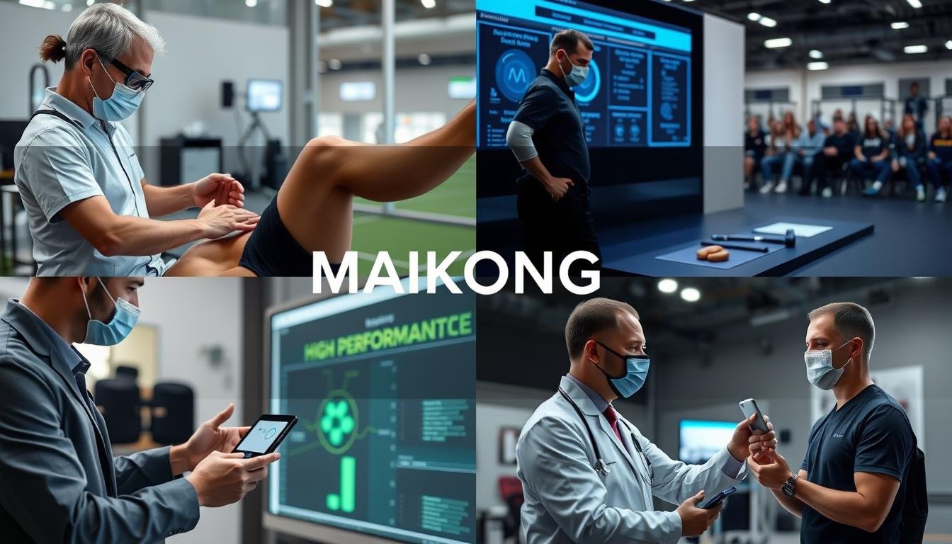 Diversos profesionales deportivos utilizando el analizador cuántico MAIKONG en diferentes contextos