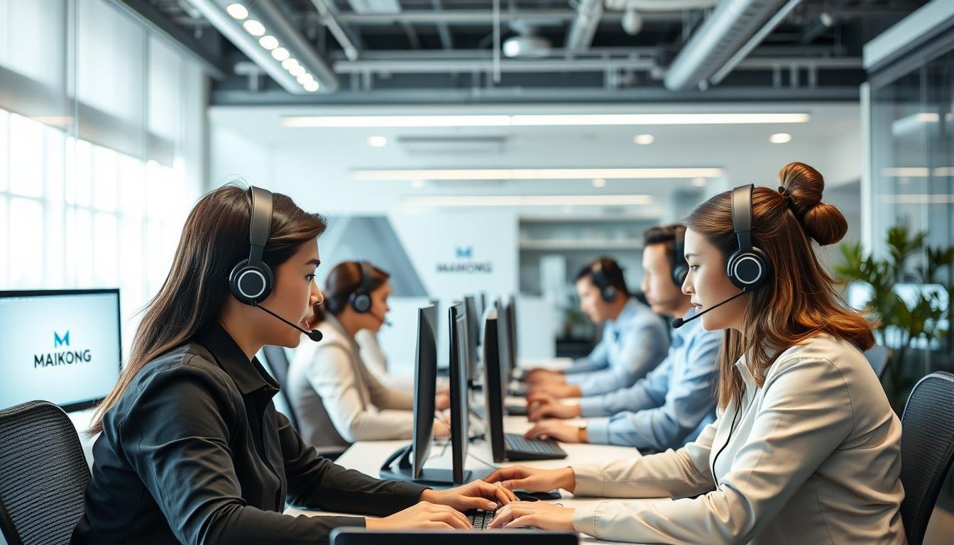 Equipo de soporte técnico de MAIKONG atendiendo consultas de distribuidores