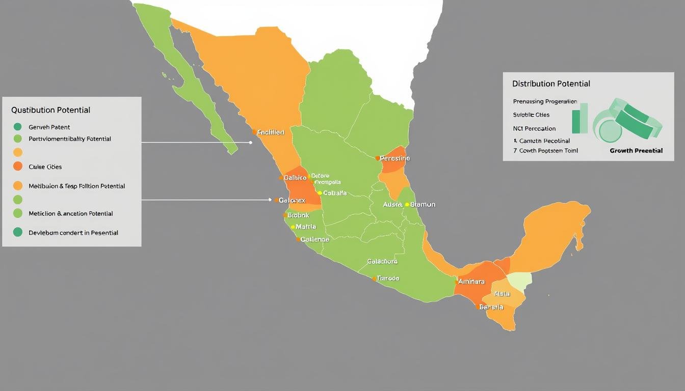 Mapa de México mostrando oportunidades de distribución del analizador cuántico