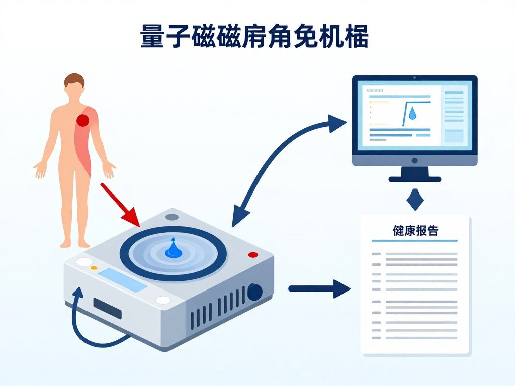 Esquema del funcionamiento del analizador cuántico de resonancia magnética