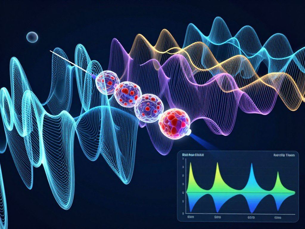 Representación gráfica de las ondas electromagnéticas celulares detectadas por el analizador cuántico