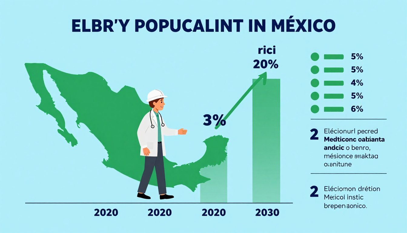 Gráfico mostrando crecimiento de población adulta mayor en México Gráfico mostrando crecimiento de población adulta mayor en México