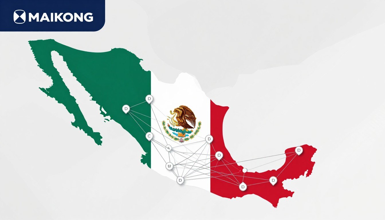 Mapa de México mostrando red de distribución de analizadores cuánticos MAIKONG con ubicaciones estratégicas