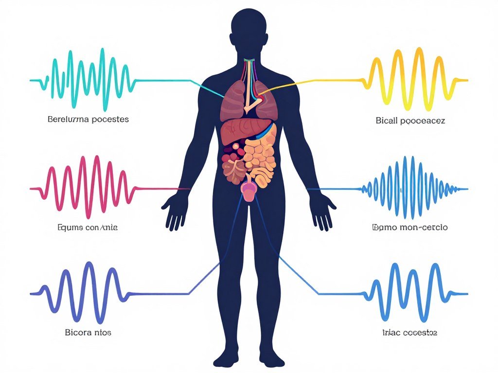 Diagrama explicativo del funcionamiento del analizador cuántico mostrando ondas electromagnéticas celulares