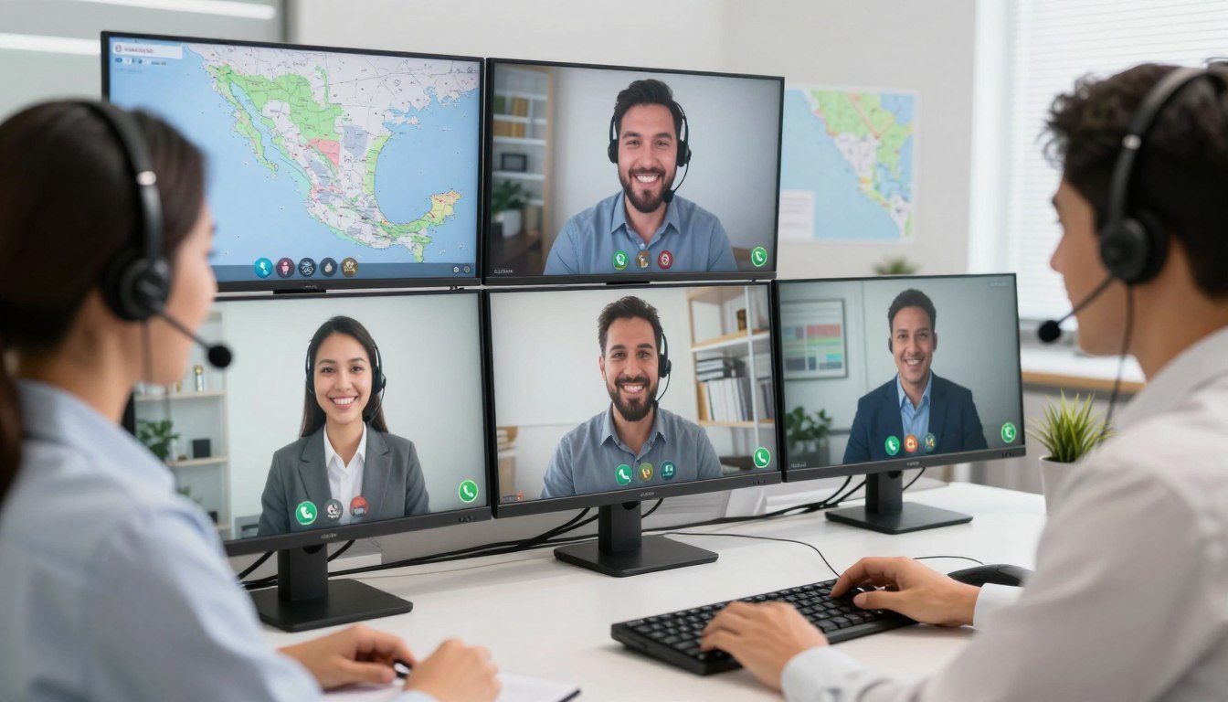 Equipo de soporte técnico MAIKONG atendiendo clientes en México vía videollamada y WhatsApp